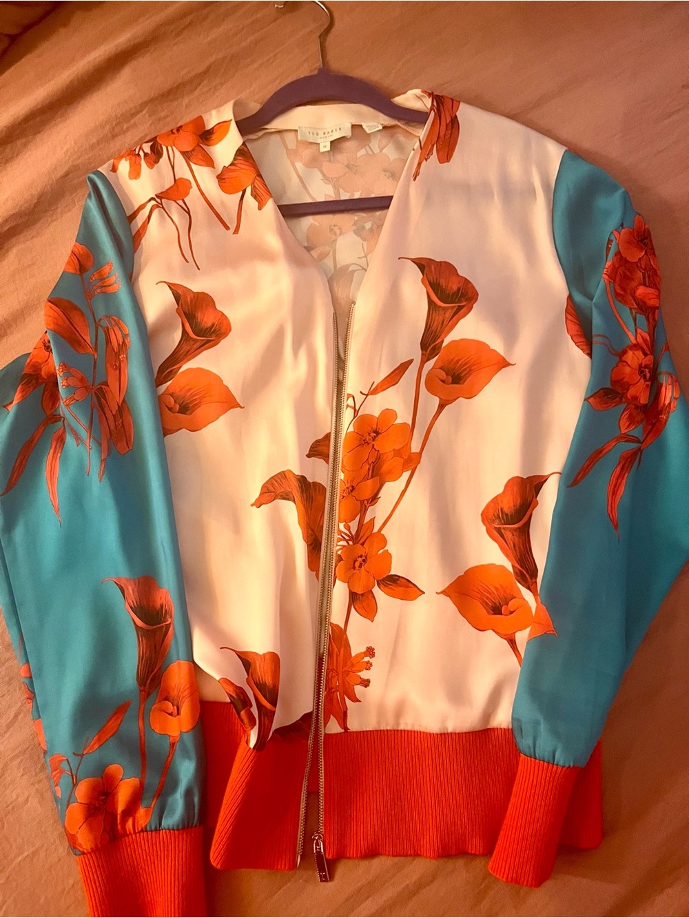 Ted Baker Cortnee Fantasia-Print Bomber Jacket sz 5